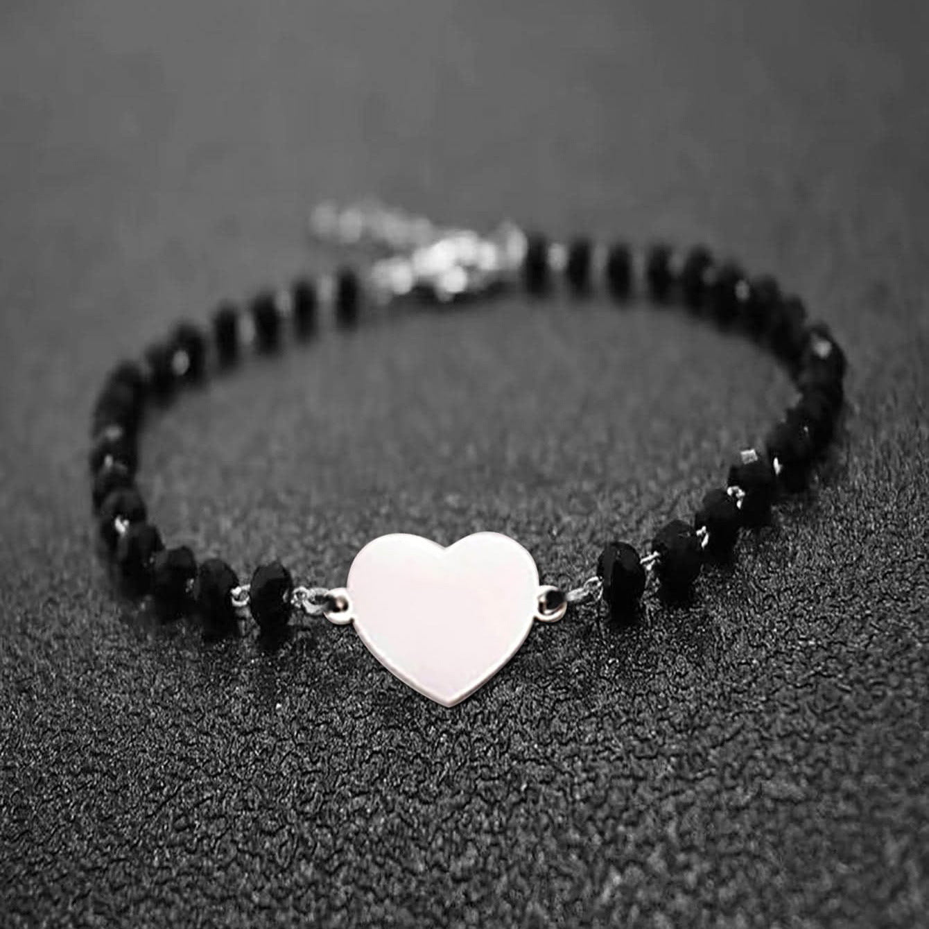 Personalized Cross Obsidian Bracelet