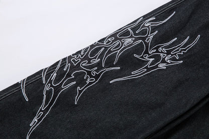 Retro Embroidered Loose Fit Denim Jeans