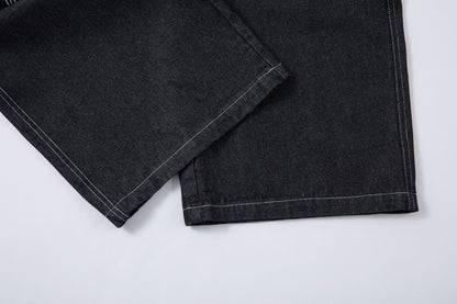 Retro Embroidered Loose Fit Denim Jeans