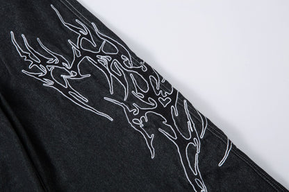 Retro Embroidered Loose Fit Denim Jeans